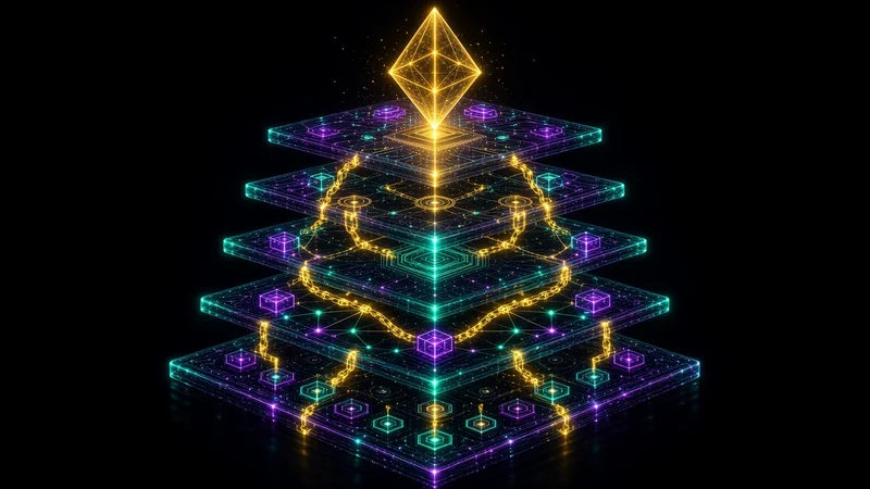 Illustration abstraite néon : Les 5 couches d'Ethereum, enfin expliquées simplement
