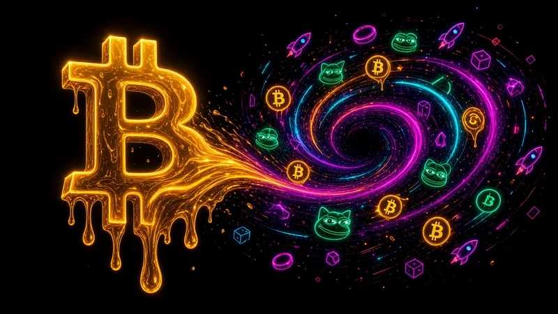 Abstract neon illustration: You're Not Losing on Memecoins, You're Losing Your BTC Position